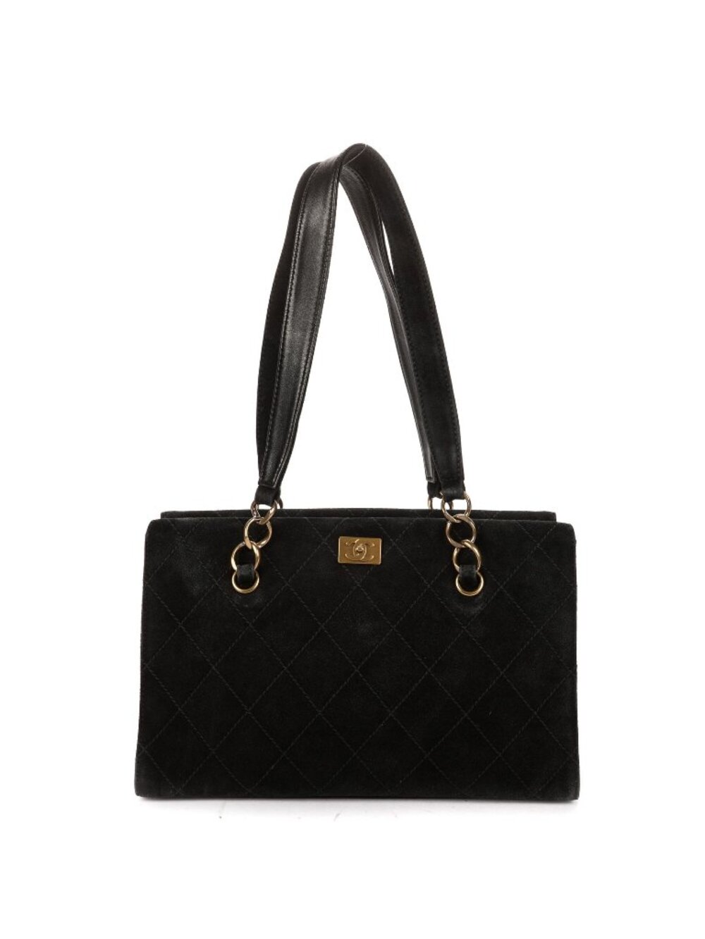 Chanel Vintage Wild Stitch Tote Black Quilted Canvas